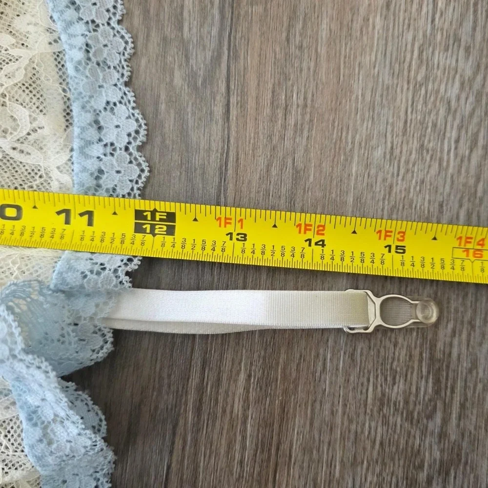 Vintage Unbranded Coquette Bustier Corset Top Blue Lace Ruffle Small